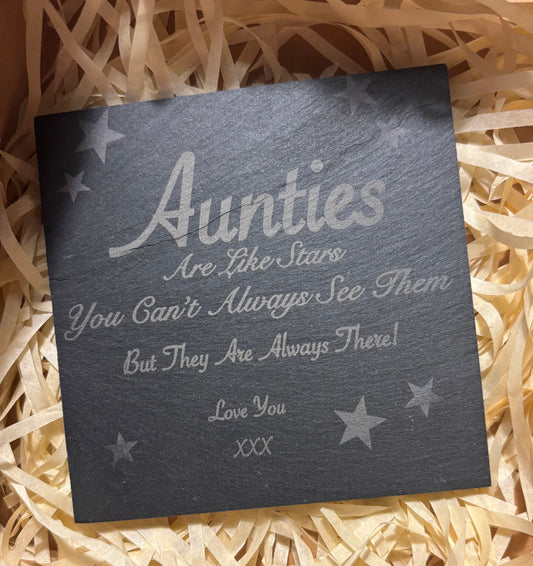 Slate Auntie Coaster